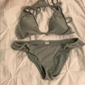 Green glittery swimwear bikin